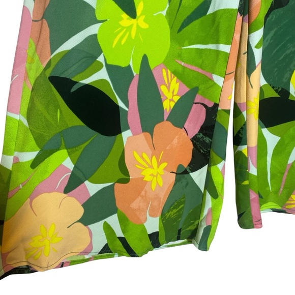 ELIANE ROSE size Large TROPICAL colorful Hi rise Floral 70's style pull-on pants - Picture 3 of 6